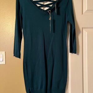 Teal sweater dress